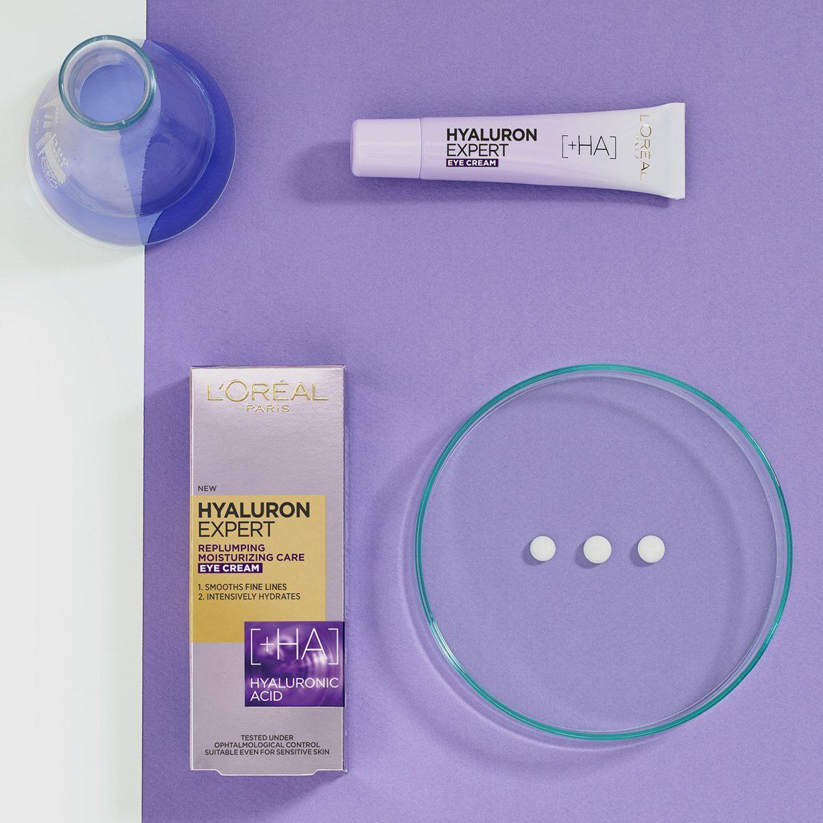 ‌کرم دور چشم ضد چروک و آبرسان لورال مدل Hyaluron Expert