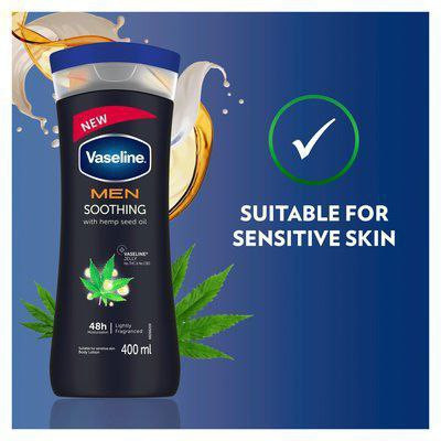 لوسیون بدن وازلین مردانه حاوی روغن دانه شاهدانه ۴۰۰ میل
