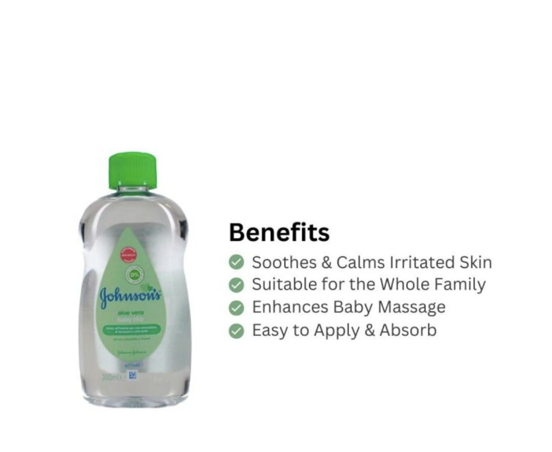 روغن بدن کودک جانسون مدل aloe vera baby oilo حاوی آلوئه ورا
