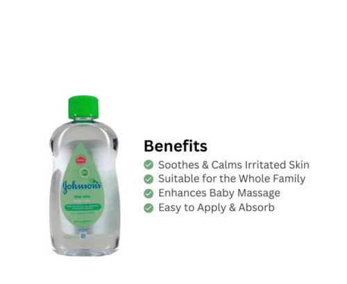 روغن بدن کودک جانسون مدل aloe vera baby oilo حاوی آلوئه ورا